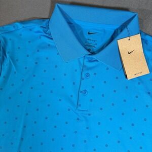 Nike Tour Dri-FIT Mens Polo X-Large Blue/Black Design Lightweight Golf